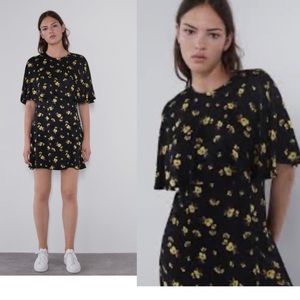 NWT ZARA Floral Print Mini Dress Bloggers Fav